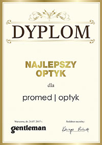 Dyplom 10 NAJLEPSZYCH OPTYKÓW